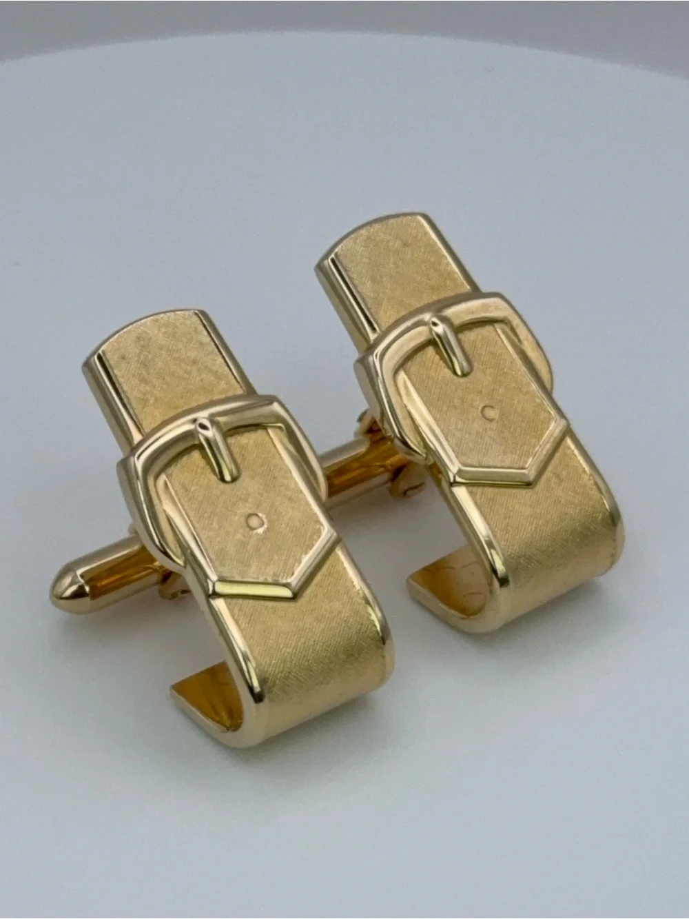 SWANK Brushed/Textured Gold Tone Belt Buckle Cufflinks